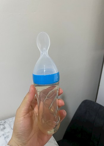 Mavi Bebek Biberonu ve Kaşık Seti - Görsel 2