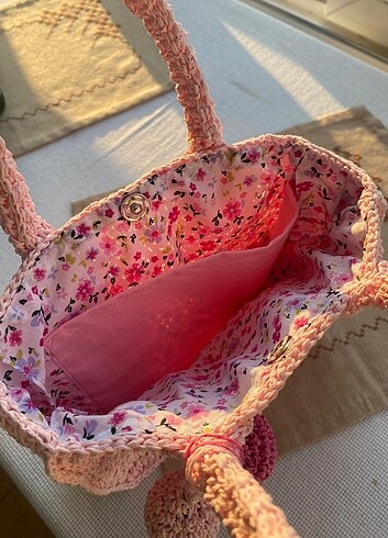 Beden pembe Renk EL ÖRMESİ ÇANTA