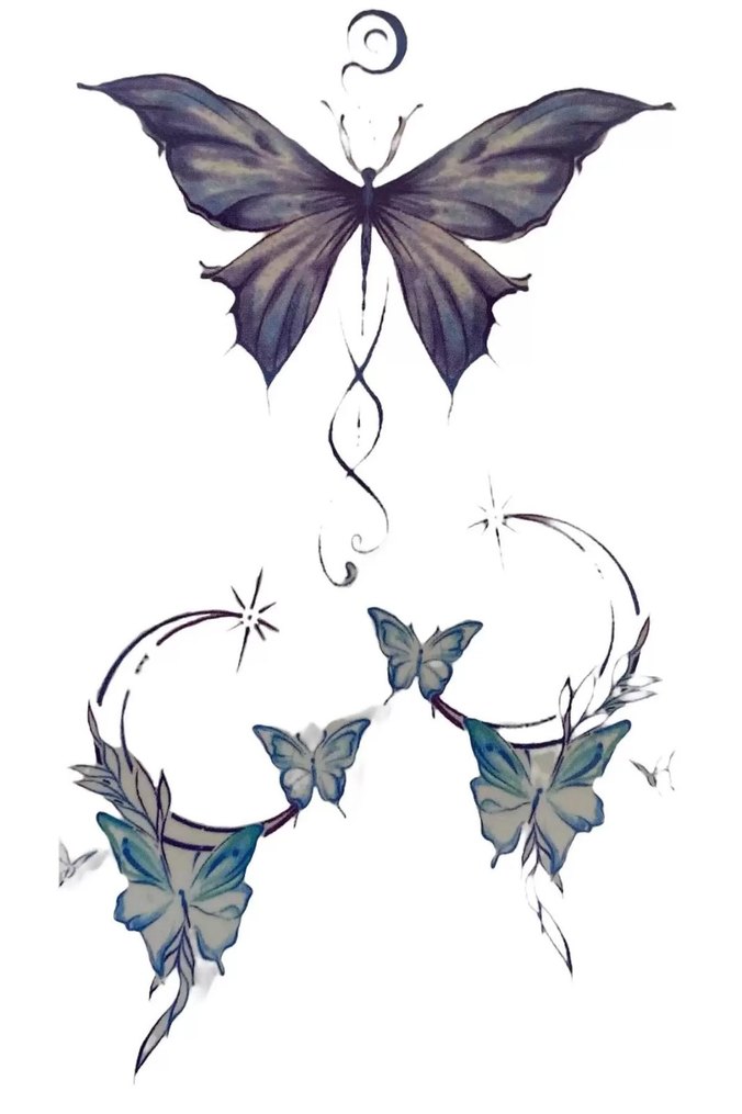 Koyu Mor Kelebek Dövmesi - Görsel 2