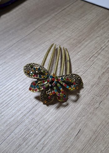 Renkli Taşlı Kelebek Saç Tokası - Görsel 4