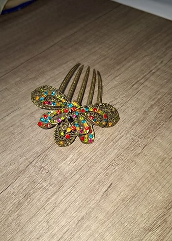Renkli Taşlı Kelebek Saç Tokası - Görsel 3