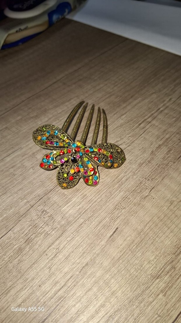 Renkli Taşlı Kelebek Saç Tokası - Görsel 3