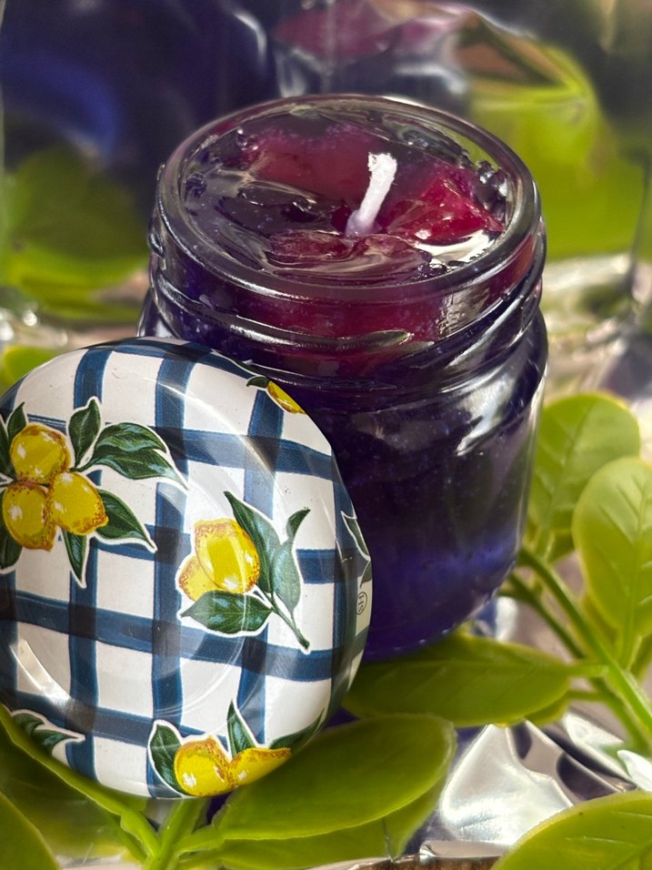 Limon Desenli Kapaklı Mor jel mum - Görsel 2