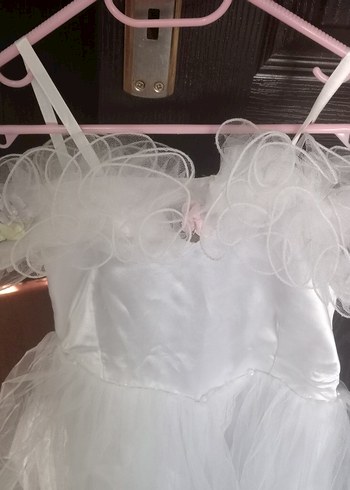Beyaz Strappy Midi Prenses Gelinlik