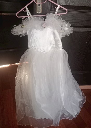 Abiye Beyaz Strappy Midi Prenses Gelinlik