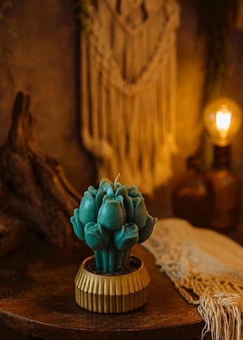 Turkuaz Dekoratif Kokulu Mum - Görsel 3