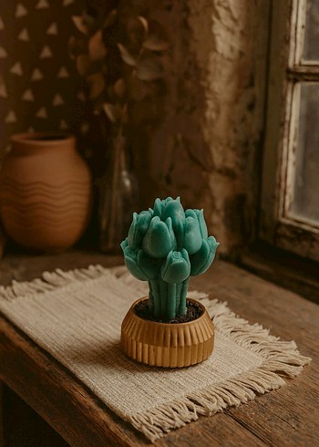 Turkuaz Dekoratif Kokulu Mum - Görsel 2