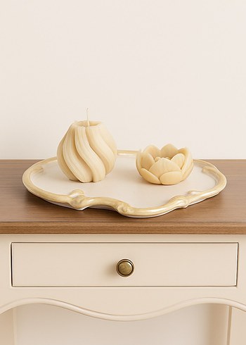 Bej Renk Dekoratif Mum Seti - Görsel 3