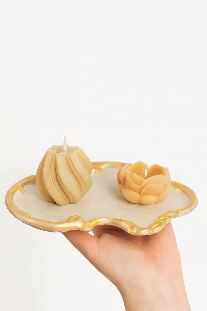 Bej Renk Dekoratif Mum Seti - Görsel 4