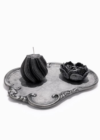 Gri Dekoratif Mum ve Mumluk Seti - Görsel 2