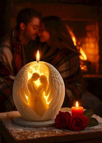 Beyaz Kanat Figürlü Hediyelik Mum - Görsel 3