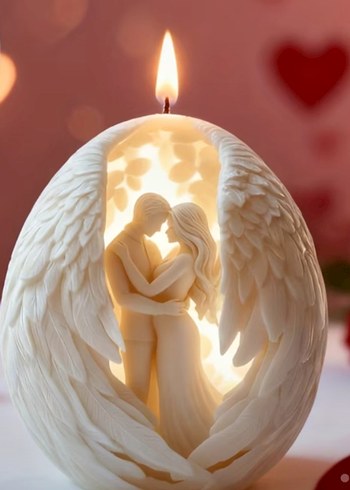 Beyaz Kanat Figürlü Hediyelik Mum - Görsel 5