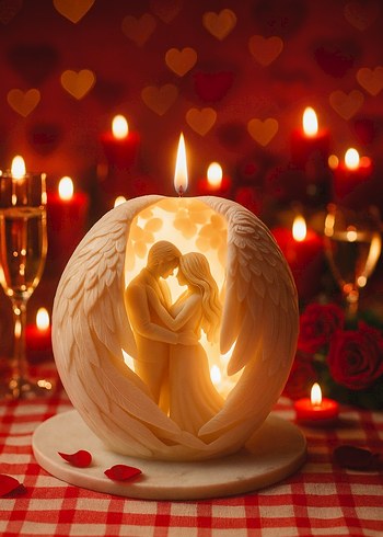 Beyaz Kanat Figürlü Hediyelik Mum - Görsel 4