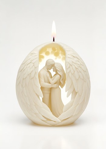 Beyaz Kanat Figürlü Hediyelik Mum