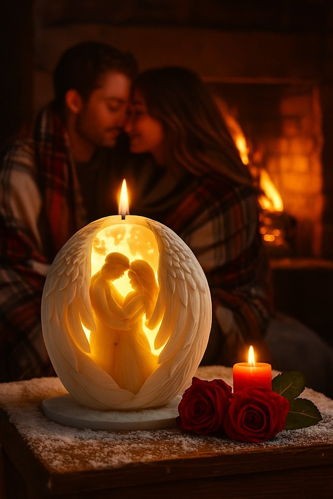 Beyaz Kanat Figürlü Hediyelik Mum - Görsel 3