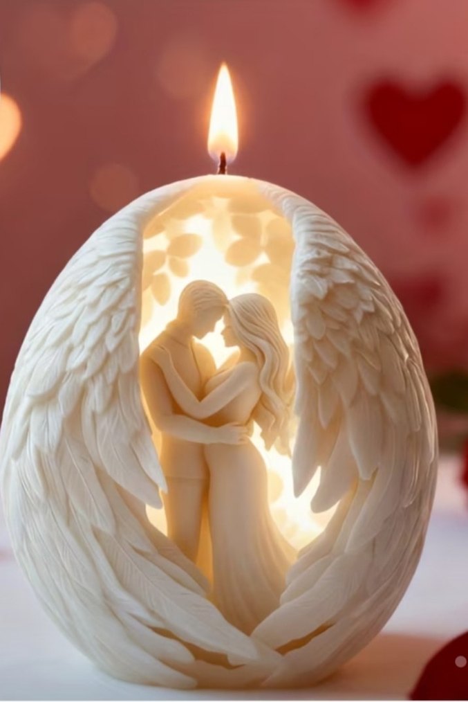 Beyaz Kanat Figürlü Hediyelik Mum - Görsel 5
