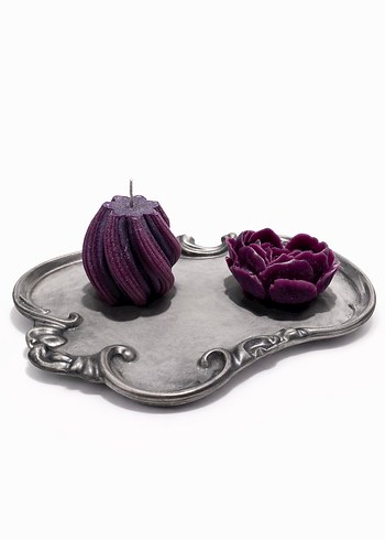 Mor Dekoratif Mum ve Mumluk Seti - Görsel 2