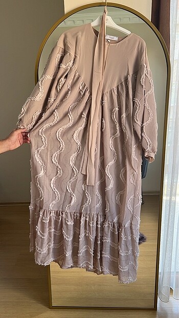 l Beden camel Renk Tesettür elbise