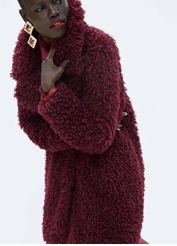 ZARA BORDO KIVIRCIK KÜRK M