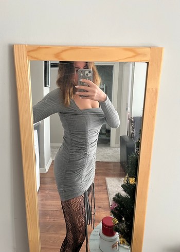 Gri Kadın Triko Midi Elbise - Görsel 10