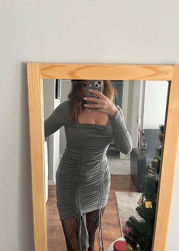 Gri Kadın Triko Midi Elbise - Görsel 3