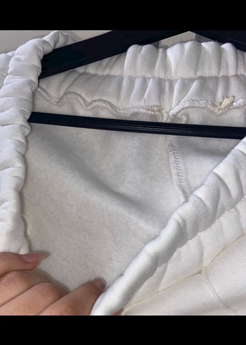 Beyaz Kadın polarlı Bol Kesim Eşofman Altı - Görsel 3