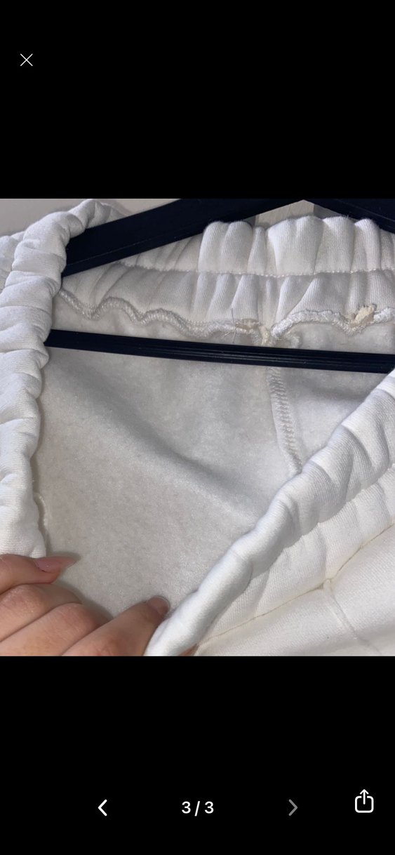 Beyaz Kadın polarlı Bol Kesim Eşofman Altı - Görsel 3