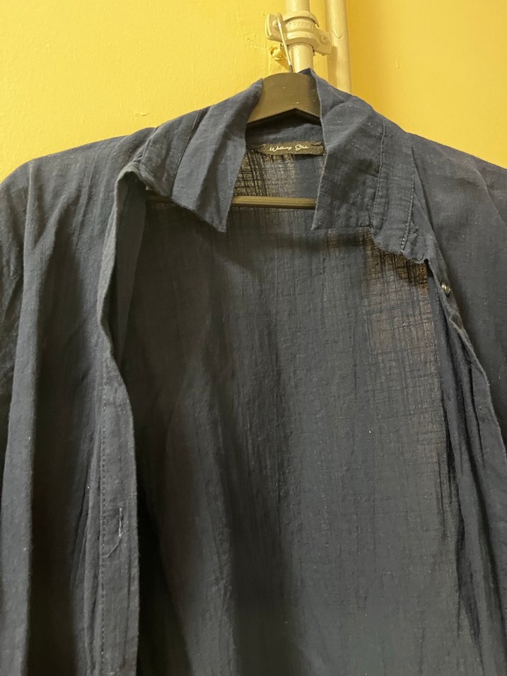 Lacivert Keten Kadın Gömlek - Görsel 4