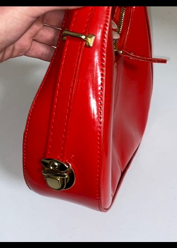 Parlak Kırmızı Deri Kadın Çanta - Görsel 3