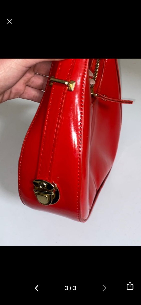 Parlak Kırmızı Deri Kadın Çanta - Görsel 3