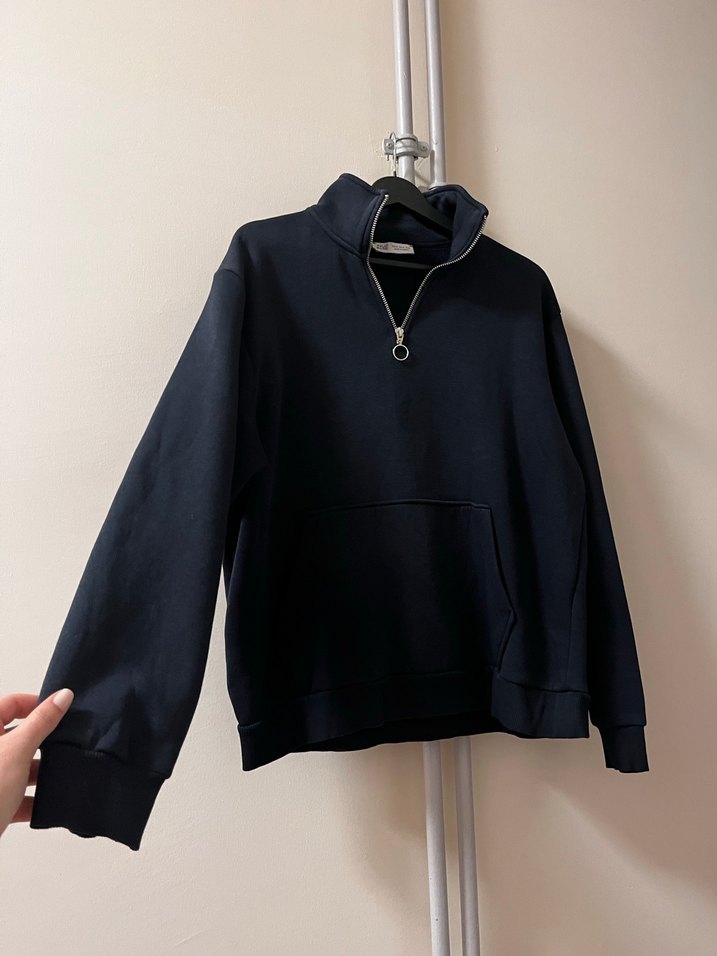 Yarım Fermuarlı Lacivert Sweatshirt - Görsel 2