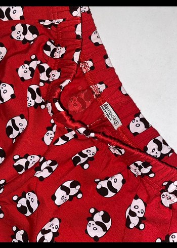 kırmızı panda baskılı şortlu Kadın Pijama Takımı - Görsel 4