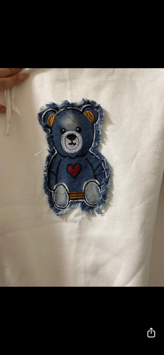 Beyaz Kapüşonlu Ayı Baskılı Sweatshirt - Görsel 3