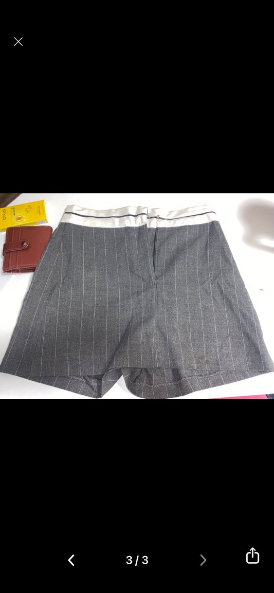 Gri Çizgili Mini Etek - Görsel 2