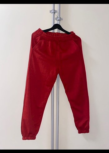 Kırmızı Rahat Kadın Eşofman Altı - Görsel 2