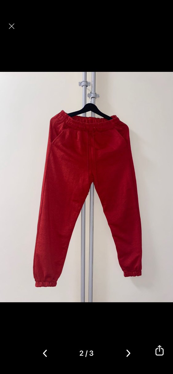 Kırmızı Rahat Kadın Eşofman Altı - Görsel 2