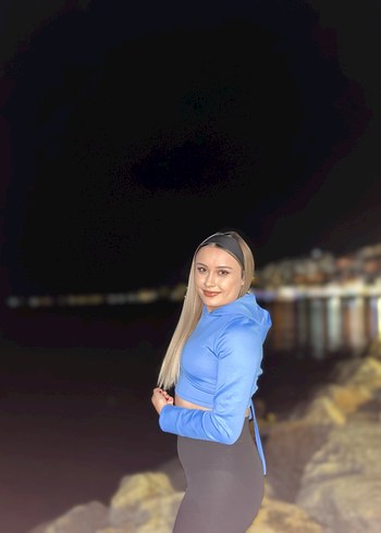Mavi sırt detaylı crop