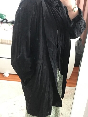 siyah oversize gömlek ceket