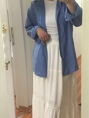 oversize mavi gömlek