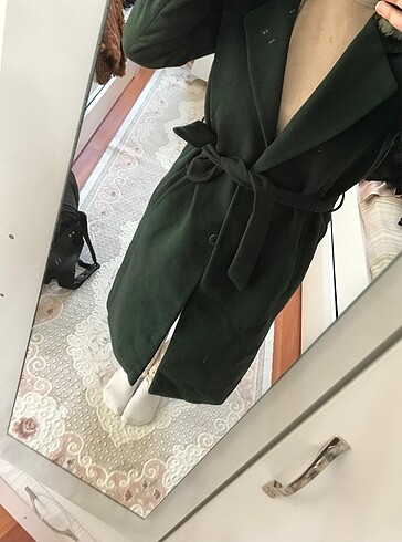 l Beden yeşil Renk koton uzun kaban