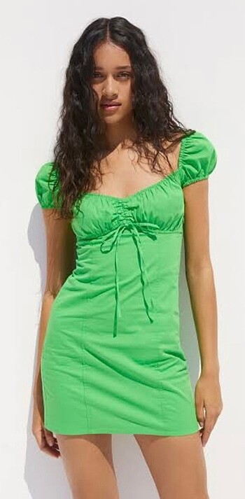 Bershka yeşil poplin M beden elbise