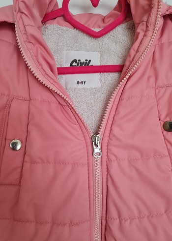 Kız Çocuk Pembe Fermuarlı Kaban - Görsel 3