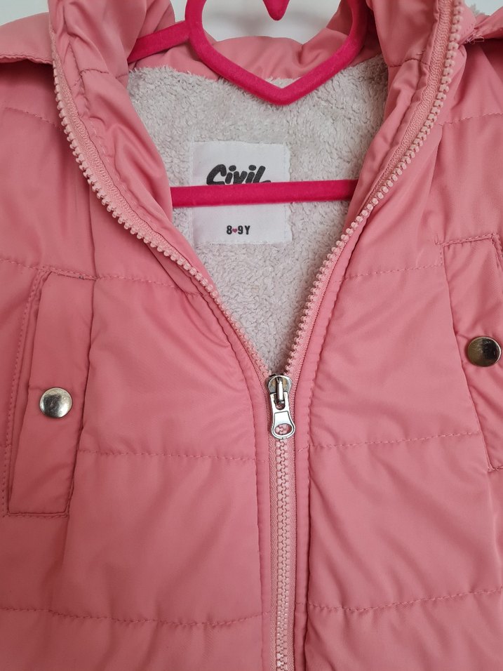 Kız Çocuk Pembe Fermuarlı Kaban - Görsel 3