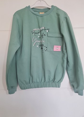 Diğer Yeşil Baskılı Kız Sweatshirt