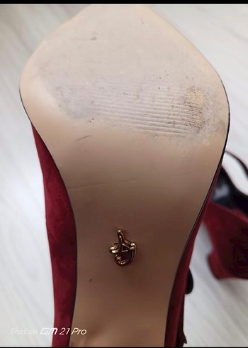 Diğer Bordo Süet Tokalı Stiletto Kadın Ayakkabı
