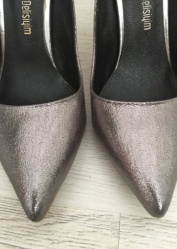 36 Beden Yılan Desenli Simli Stiletto
