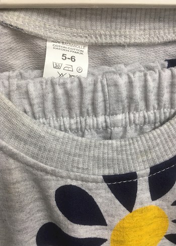 Gri Çiçek Desenli Kız Eşofman Takımı - Görsel 2