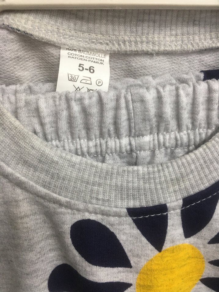 Gri Çiçek Desenli Kız Eşofman Takımı - Görsel 2