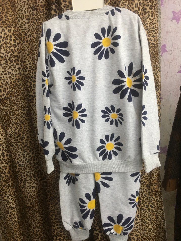 Gri Çiçek Desenli Kız Eşofman Takımı - Görsel 3