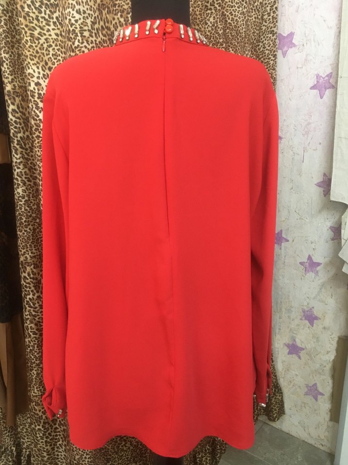 Uzun Kollu Kırmızı Renk taşlı Kadın Tunik - Görsel 5